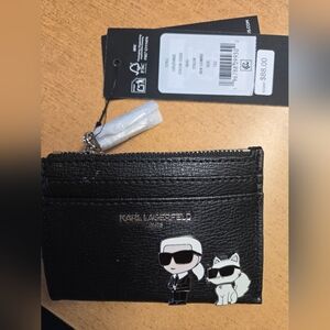 Karl Lagerfeld Black Card Holder with Iconic Characters
